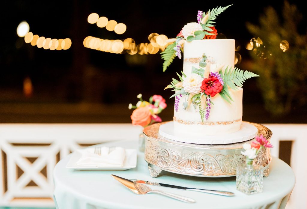 Glen Echo Park Wedding Wedding Cake with Florals