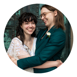 A married couple on their wedding day