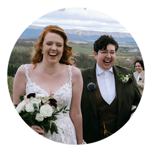 A married couple on their wedding day