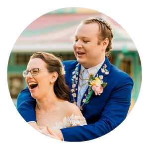A married couple on their wedding day