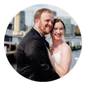 A married couple on their wedding day